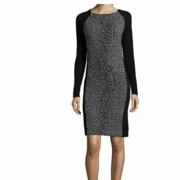 Hayden black & grey cheetah print cashmere dress - Picture 1 of 3